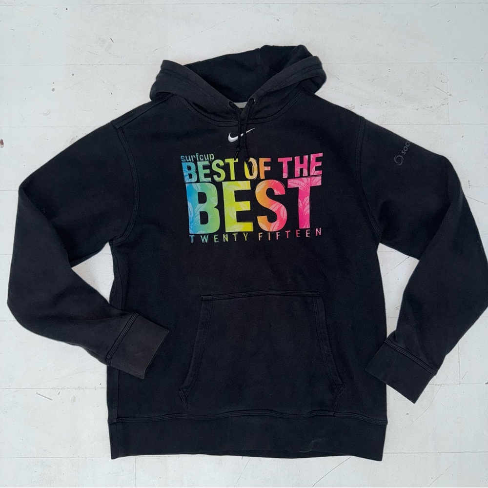 Vintage Nike Black Hoodie with Multicolor Graphic. Classic Nike Styke. Y2k 00s